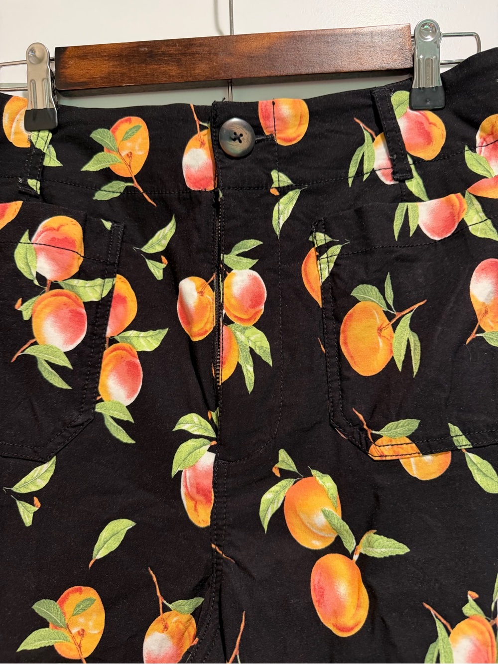 Anthropologie Maeve Black Pants with Peach Print Size 29 - Picture 2 of 7
